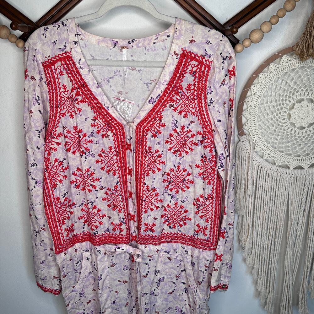 NWOT Free People Embroidered Floral Boho Jumpsuit